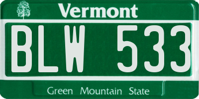VT license plate BLW533