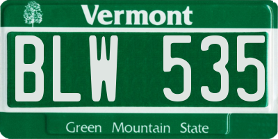 VT license plate BLW535