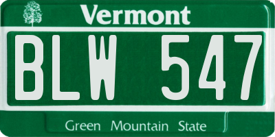 VT license plate BLW547