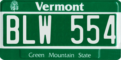 VT license plate BLW554