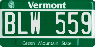 VT license plate BLW559