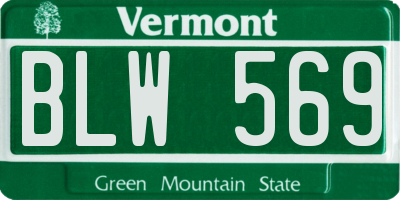 VT license plate BLW569