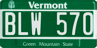 VT license plate BLW570