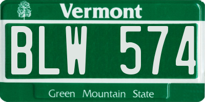VT license plate BLW574