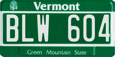 VT license plate BLW604