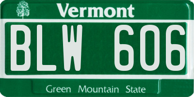 VT license plate BLW606