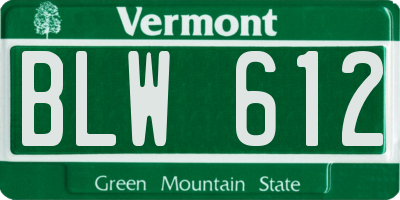 VT license plate BLW612