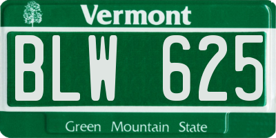 VT license plate BLW625