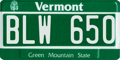 VT license plate BLW650