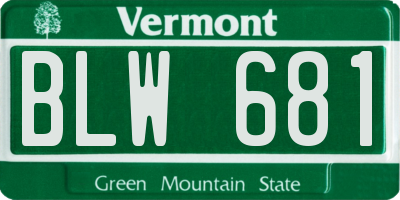 VT license plate BLW681