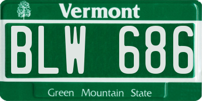 VT license plate BLW686