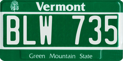 VT license plate BLW735