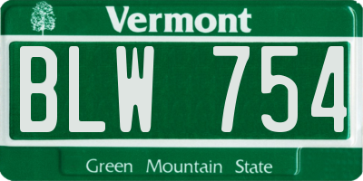 VT license plate BLW754