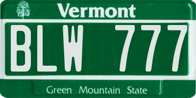 VT license plate BLW777