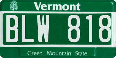 VT license plate BLW818