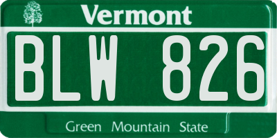 VT license plate BLW826