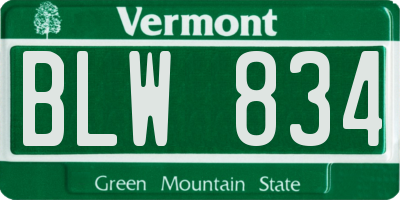 VT license plate BLW834