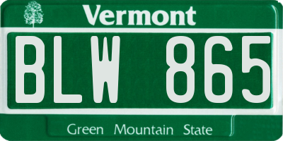 VT license plate BLW865