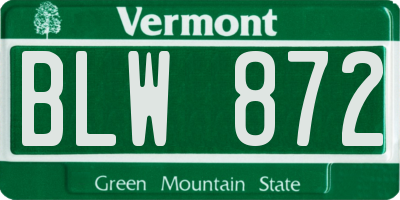 VT license plate BLW872