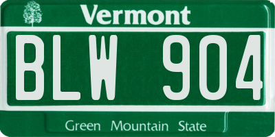 VT license plate BLW904