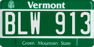 VT license plate BLW913
