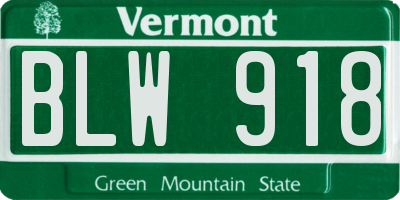 VT license plate BLW918