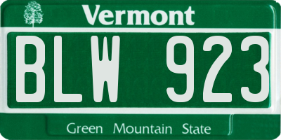 VT license plate BLW923