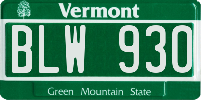 VT license plate BLW930
