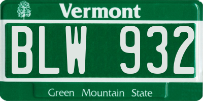 VT license plate BLW932