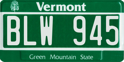 VT license plate BLW945