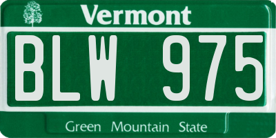 VT license plate BLW975
