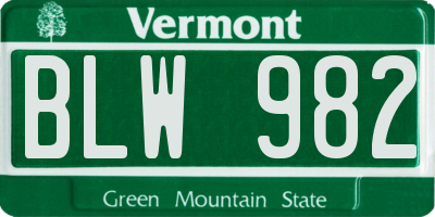 VT license plate BLW982