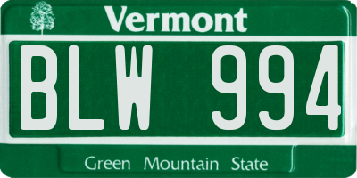 VT license plate BLW994