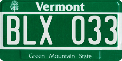VT license plate BLX033