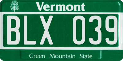 VT license plate BLX039