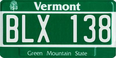 VT license plate BLX138