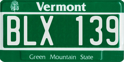 VT license plate BLX139