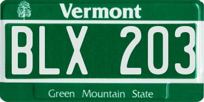 VT license plate BLX203