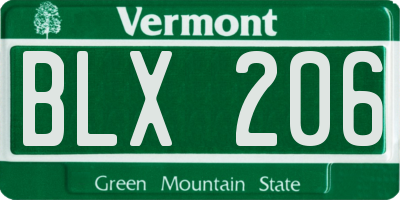 VT license plate BLX206