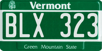VT license plate BLX323