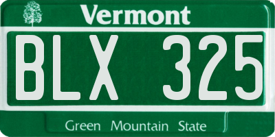 VT license plate BLX325