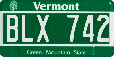 VT license plate BLX742