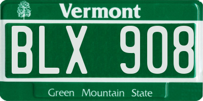 VT license plate BLX908