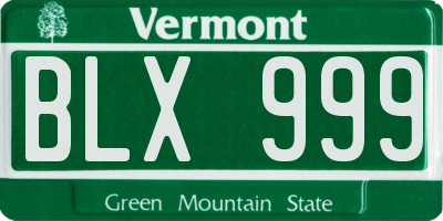VT license plate BLX999
