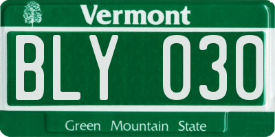 VT license plate BLY030