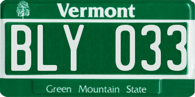 VT license plate BLY033