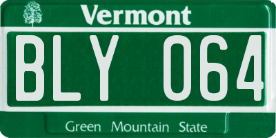 VT license plate BLY064