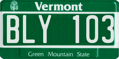 VT license plate BLY103