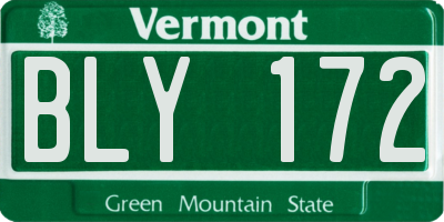 VT license plate BLY172