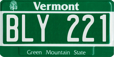 VT license plate BLY221